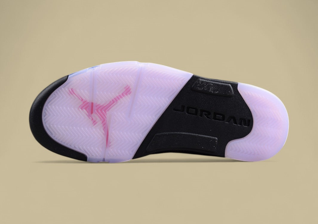Air Jordan 5 Retro Black With Pink Lace Closure