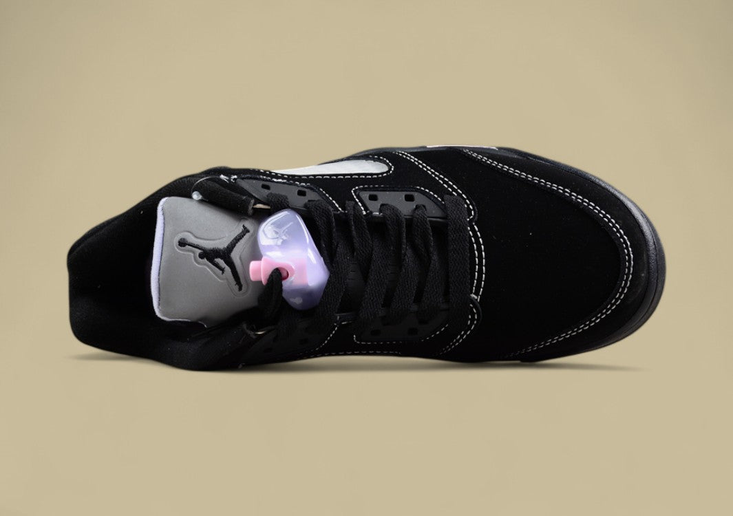 Air Jordan 5 Retro Black With Pink Lace Closure