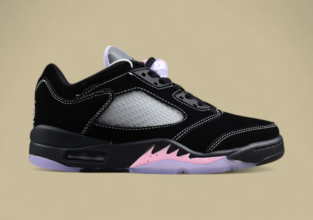 Air Jordan 5 Retro Black With Pink Lace Closure