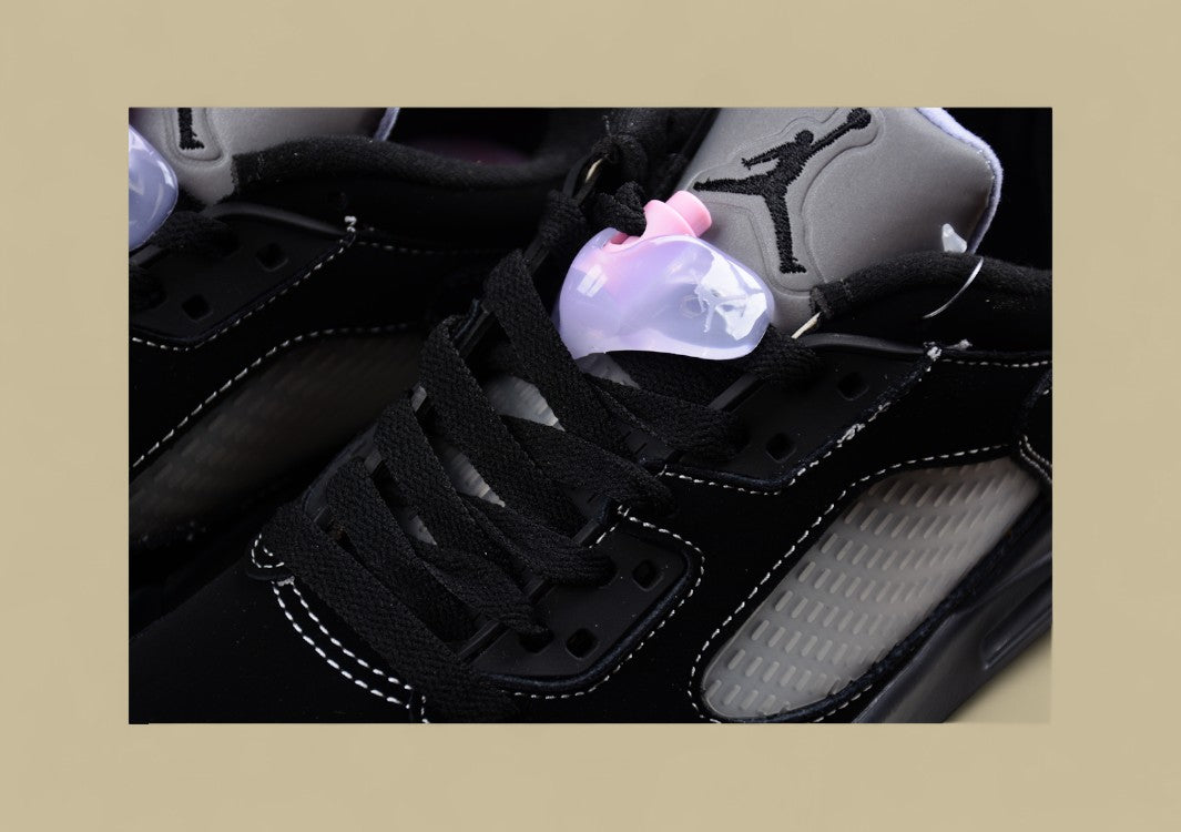 Air Jordan 5 Retro Black With Pink Lace Closure