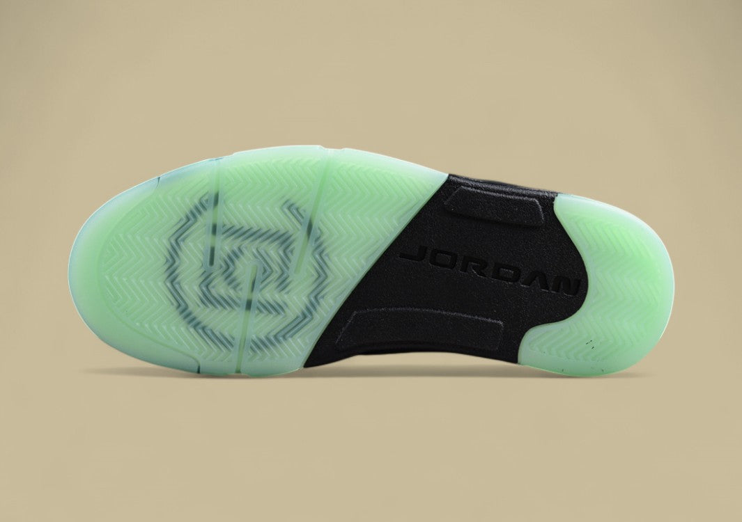 Air Jordan 5 Retro Black & Red Silk With Emerald Luminous Tear