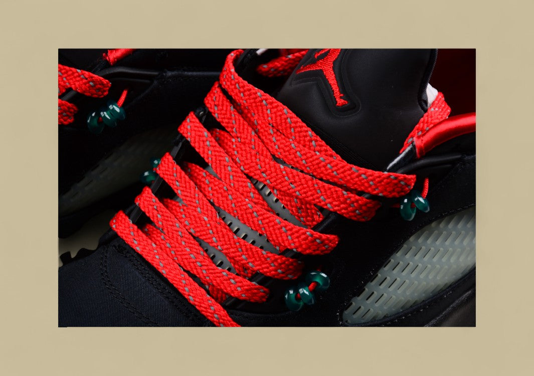 Air Jordan 5 Retro Black & Red Silk With Emerald Luminous Tear