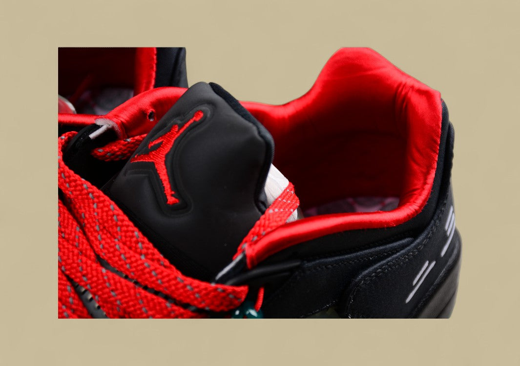 Air Jordan 5 Retro Black & Red Silk With Emerald Luminous Tear
