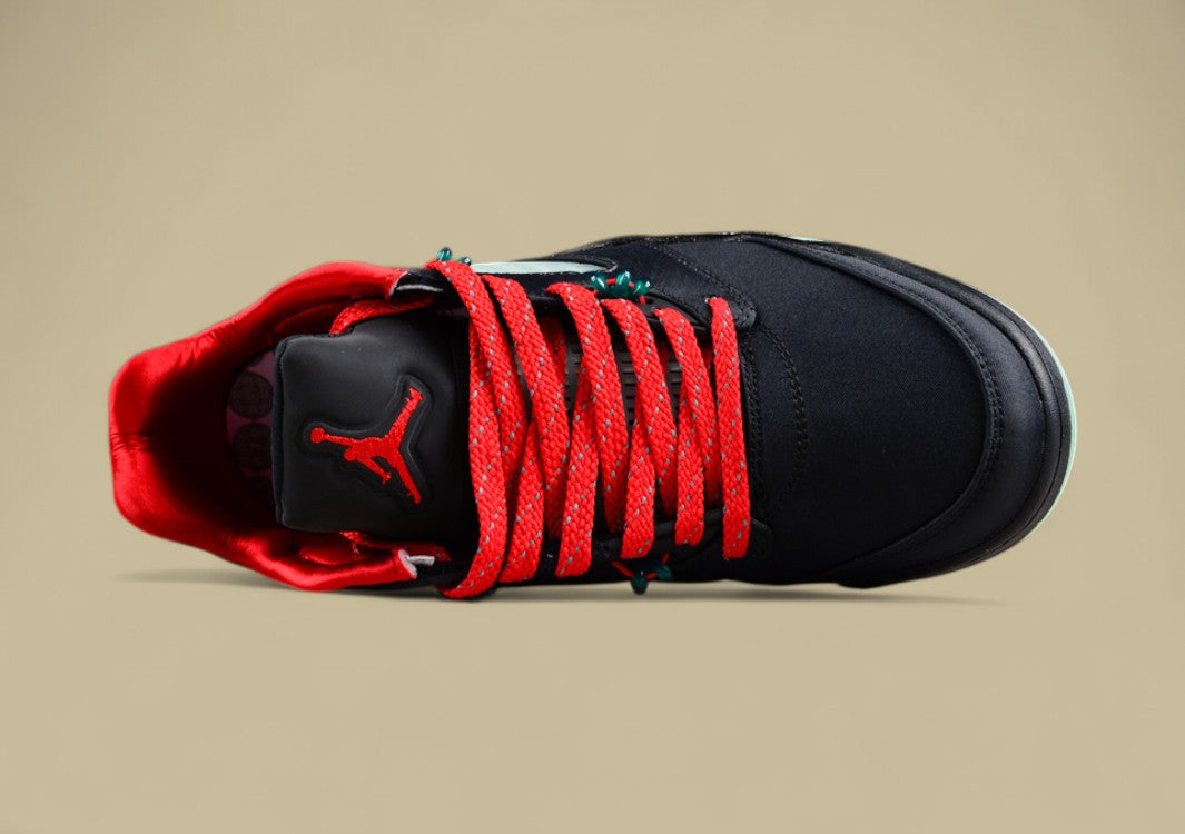 Air Jordan 5 Retro Black & Red Silk With Emerald Luminous Tear