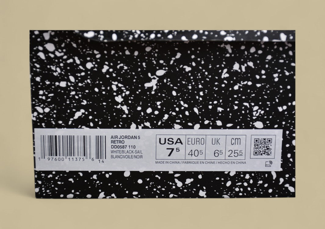 Air Jordan 5 Retro Black & White Silver