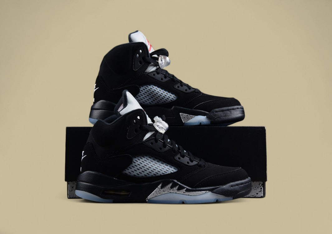 Air Jordan 5 Retro Black and Silver With Racer Blue