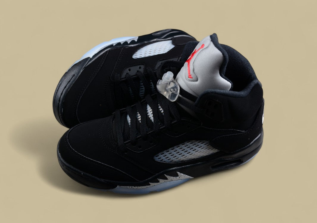 Air Jordan 5 Retro Black and Silver With Racer Blue