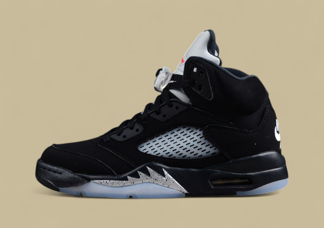 Air Jordan 5 Retro Black and Silver With Racer Blue