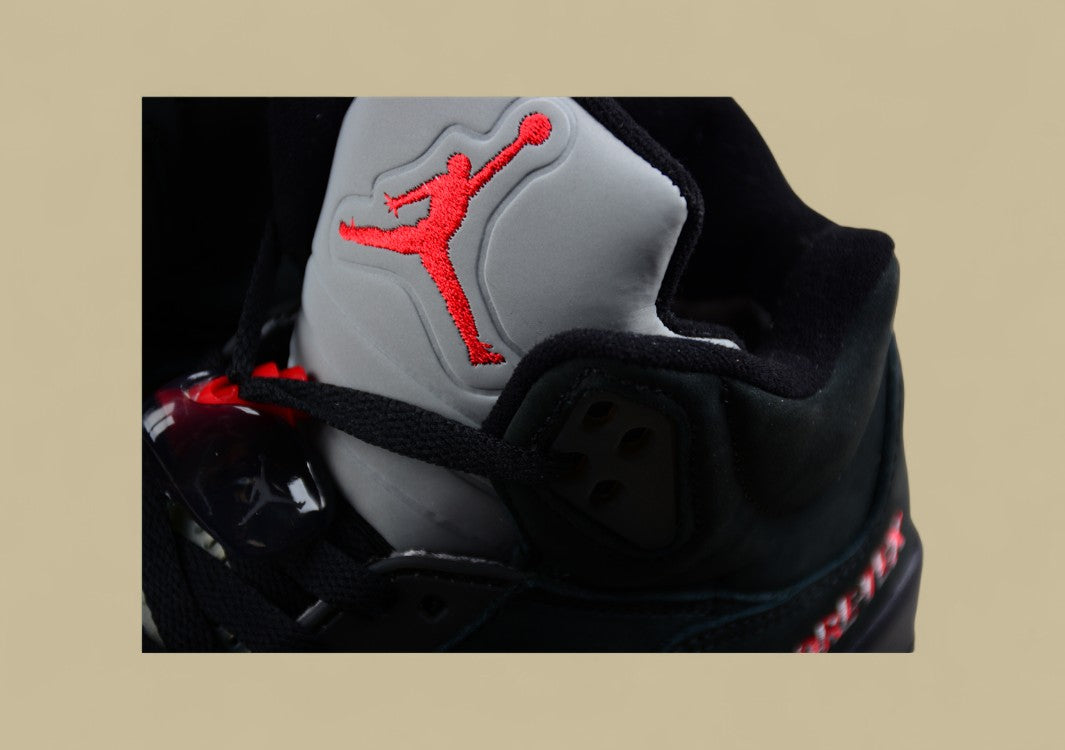 Air Jordan 5 Retro Black and Silver With Racer Blue