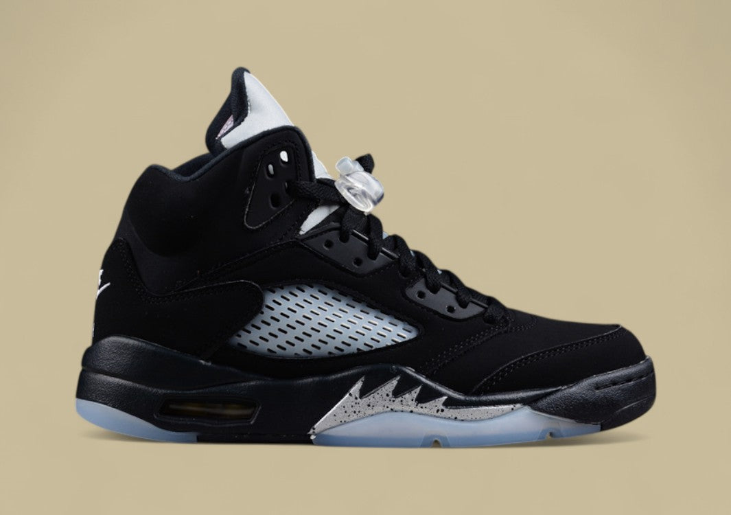 Air Jordan 5 Retro Black and Silver With Racer Blue
