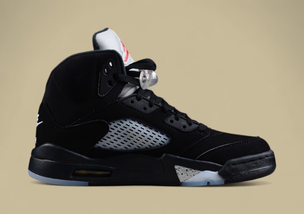 Air Jordan 5 Retro Black and Silver With Racer Blue