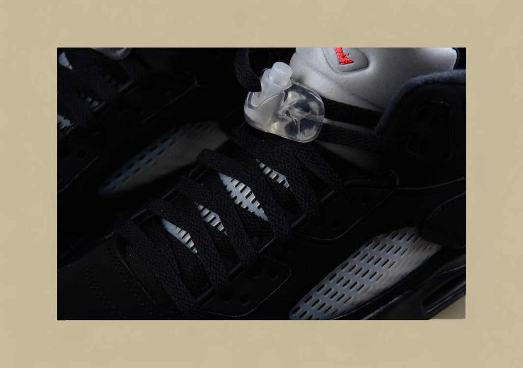 Air Jordan 5 Retro Black and Silver With Racer Blue