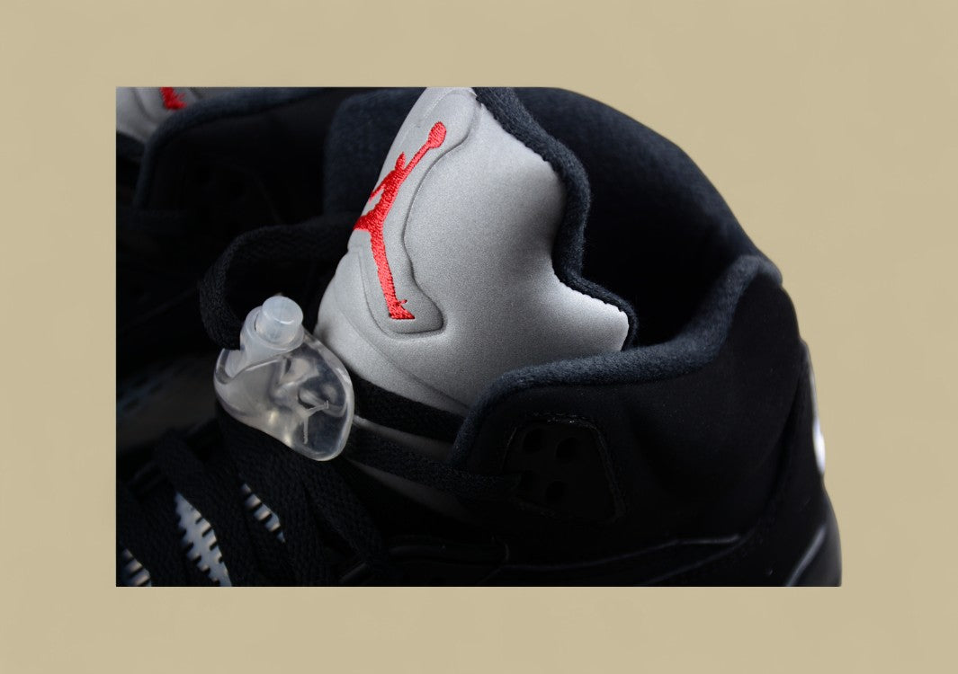 Air Jordan 5 Retro Black and Silver With Racer Blue