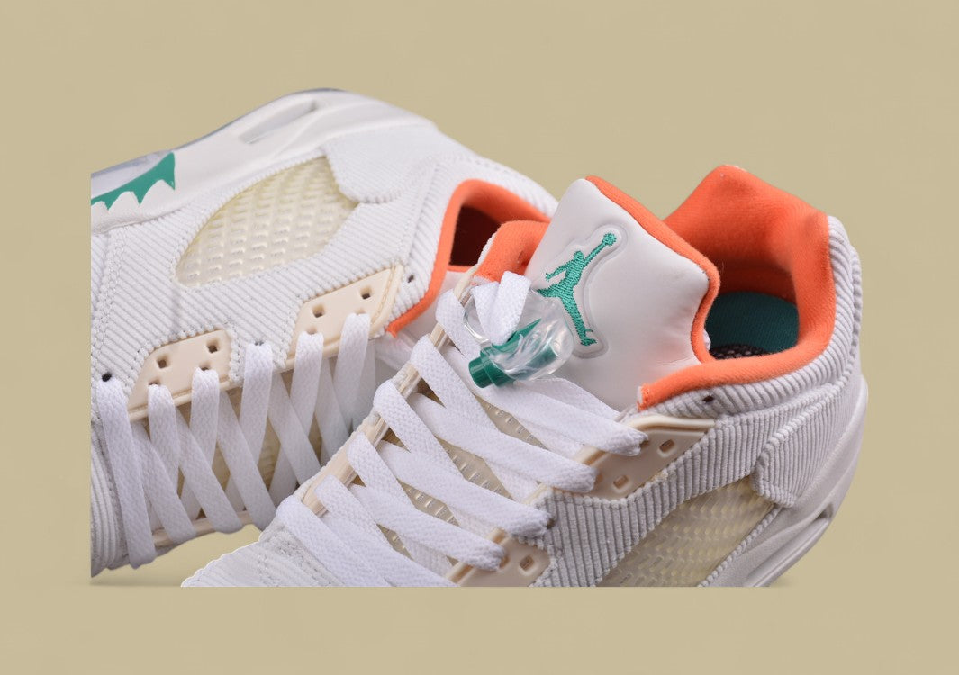 Air Jordan 5 Retro Corduroy White Green & Orange