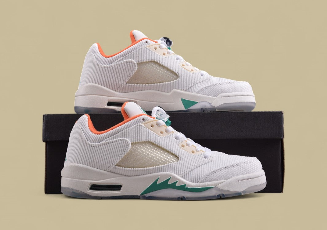 Air Jordan 5 Retro Corduroy White Green & Orange