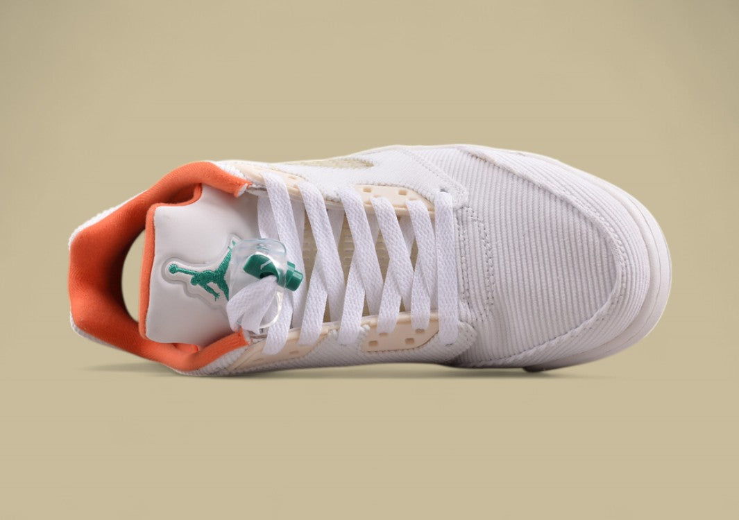 Air Jordan 5 Retro Corduroy White Green & Orange
