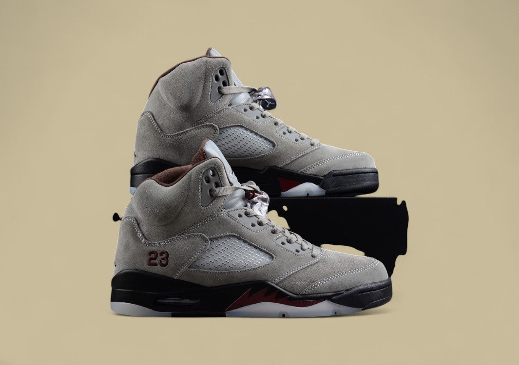 Air Jordan 5 Retro Light Gray Suede With a Soft Texture
