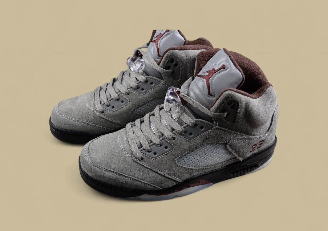 Air Jordan 5 Retro Light Gray Suede With a Soft Texture