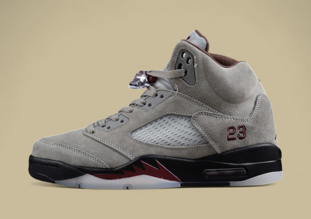 Air Jordan 5 Retro Light Gray Suede With a Soft Texture