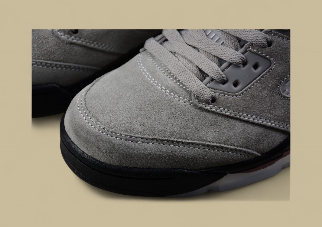 Air Jordan 5 Retro Light Gray Suede With a Soft Texture