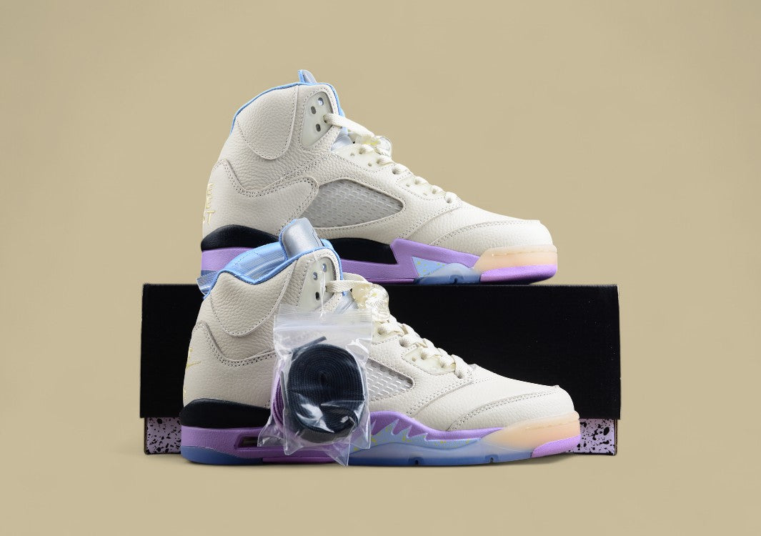 Air Jordan 5 Silver With Light Blue