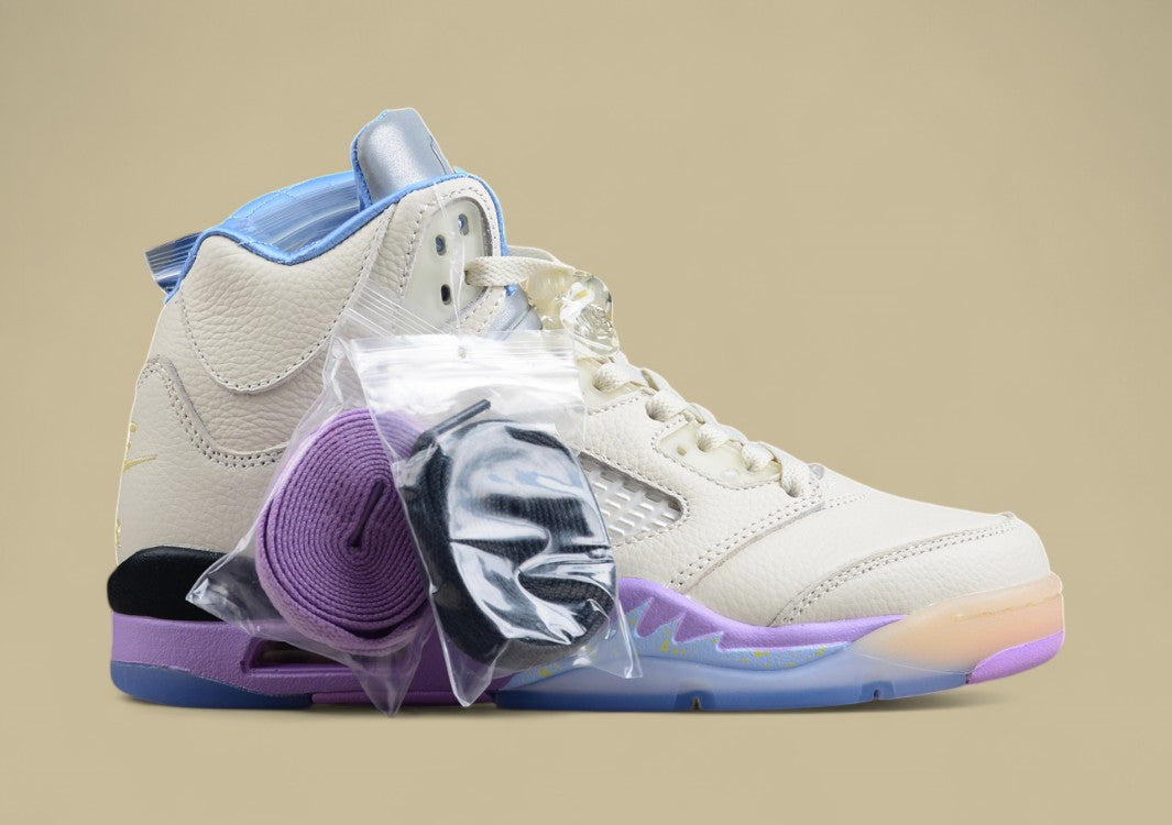 Air Jordan 5 Silver With Light Blue