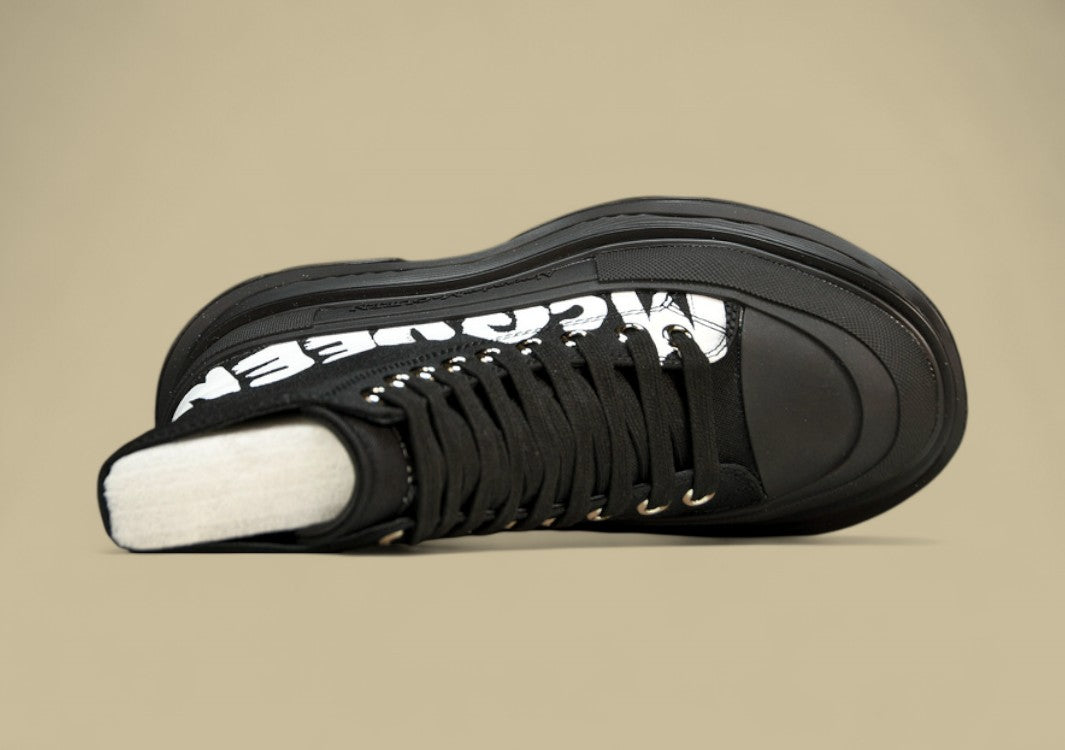 Alexander Mcqueen High Top Thick Bottom White/Black