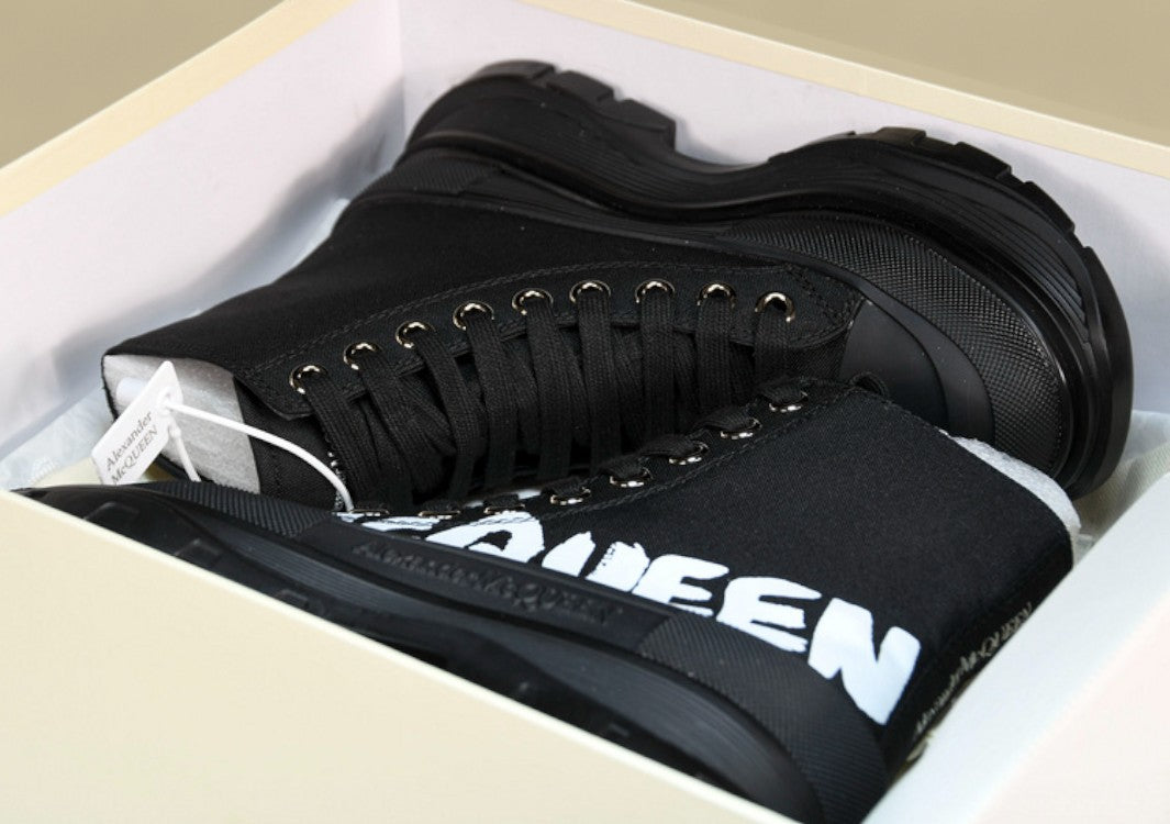 Alexander Mcqueen High Top Thick Bottom White/Black