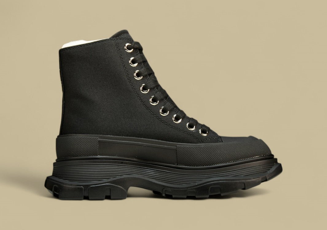 Alexander Mcqueen High Top Thick Bottom White/Black