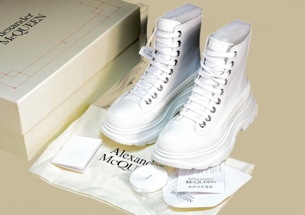 Alexander Mcqueen High Top Thick Bottom White