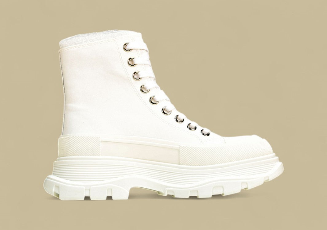 Alexander Mcqueen High Top Thick Bottom White