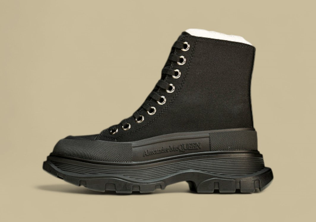 Alexander Mcqueen Thick Sole Heightening Casual Canvas Shoes Black
