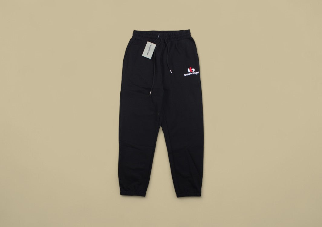 Balenciaga 23FW Buckle Embroidery Logo Sweatpants – Black
