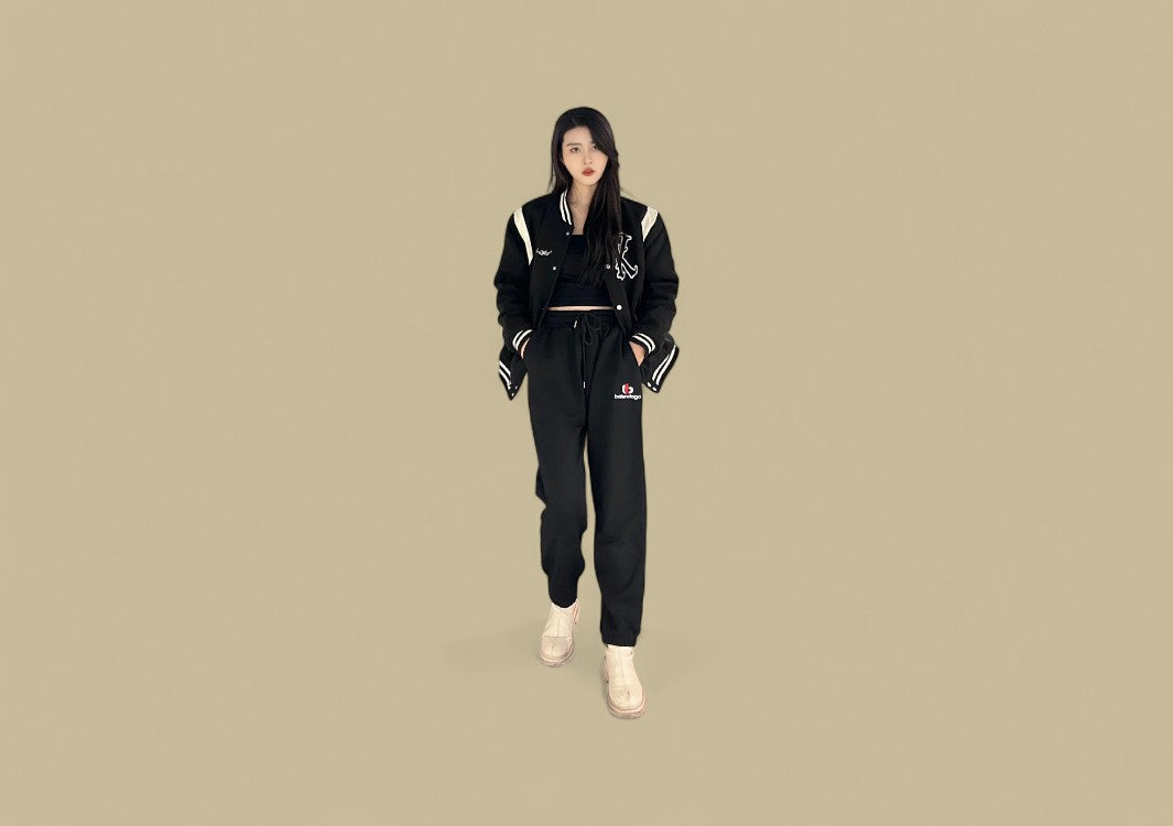 Balenciaga 23FW Buckle Embroidery Logo Sweatpants – Black