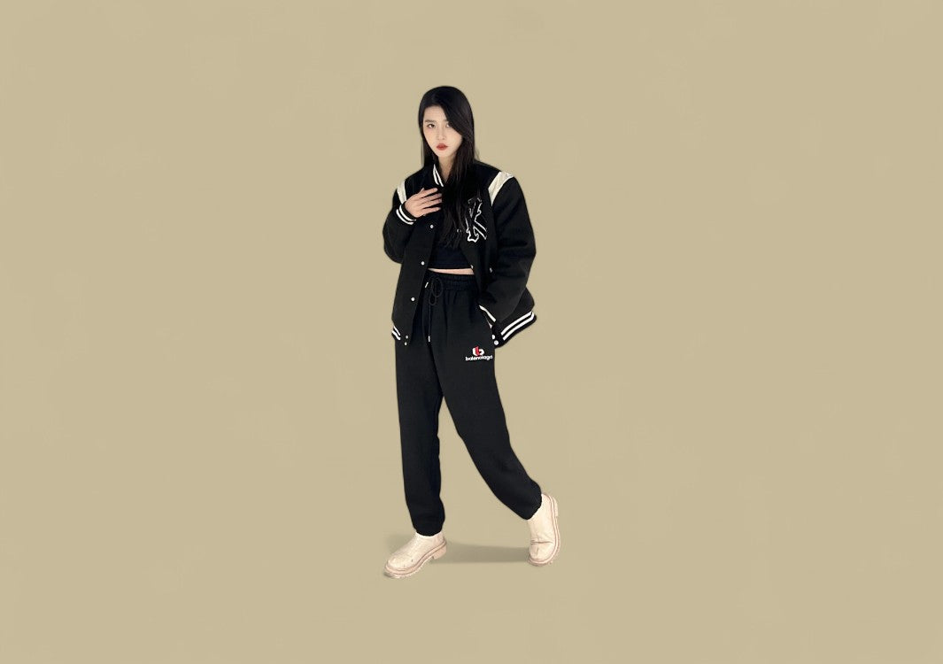 Balenciaga 23FW Buckle Embroidery Logo Sweatpants – Black