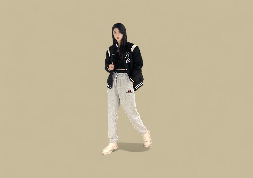 Balenciaga 23FW Buckle Embroidery Logo Sweatpants – Heather Gray