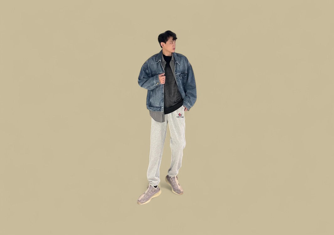 Balenciaga 23FW Buckle Embroidery Logo Sweatpants – Heather Gray