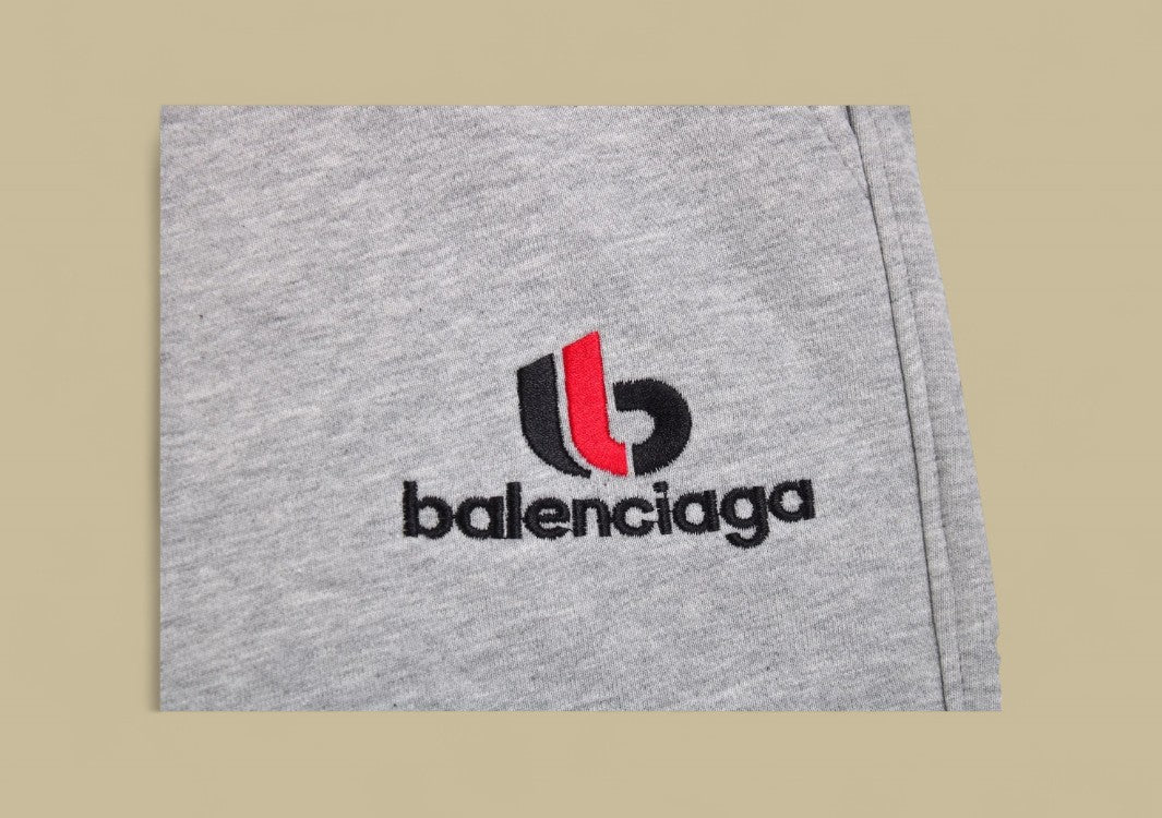 Balenciaga 23FW Buckle Embroidery Logo Sweatpants – Heather Gray