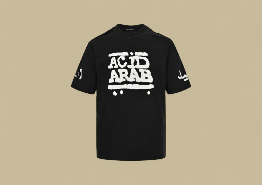 Balenciaga 24SS Acid Arab Logo Print T-Shirt – Black