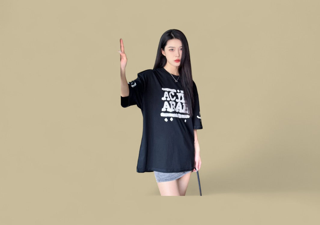 Balenciaga 24SS Acid Arab Logo Print T-Shirt – Black