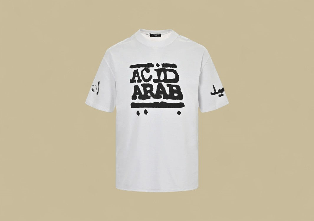 Balenciaga 24SS Acid Arab Logo Print T-Shirt – White