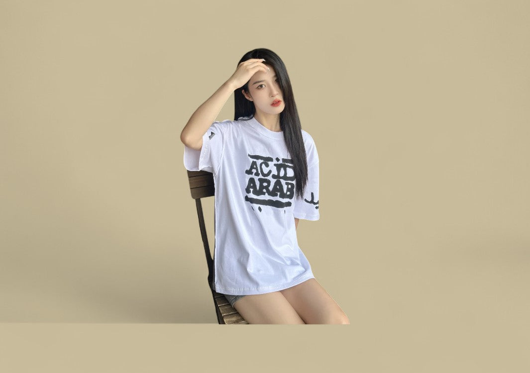 Balenciaga 24SS Acid Arab Logo Print T-Shirt – White