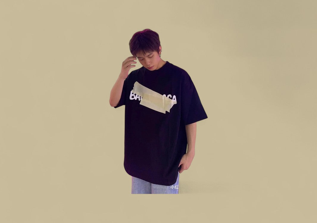Balenciaga 24SS Adhesive Tape Logo T-Shirt – Black