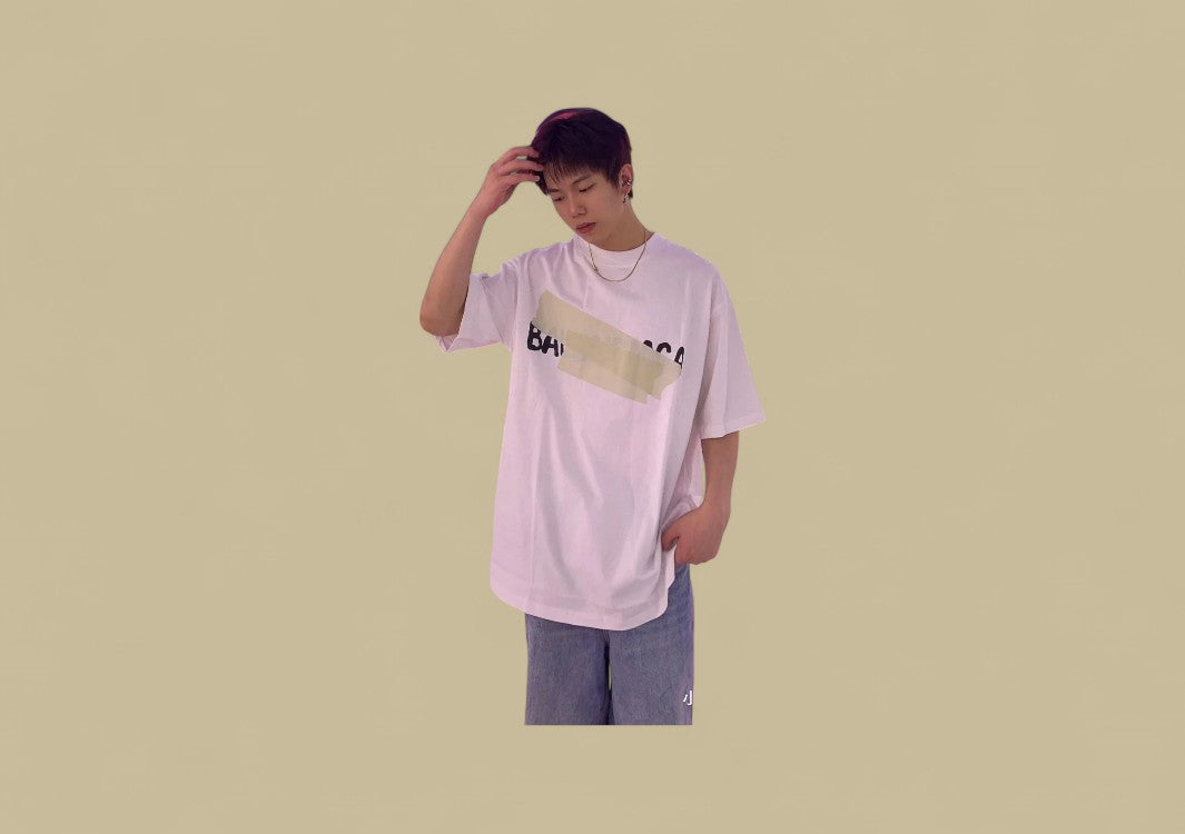 Balenciaga 24SS Adhesive Tape Logo T-Shirt – White