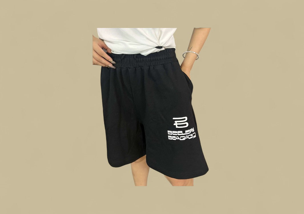Balenciaga 24SS Cropped Soccer Logo Shorts - Black