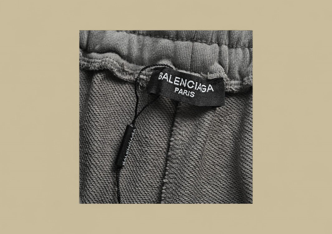 Balenciaga 24SS Embroidery Coca-Cola Logo Mud Dyeing Shorts – Grey