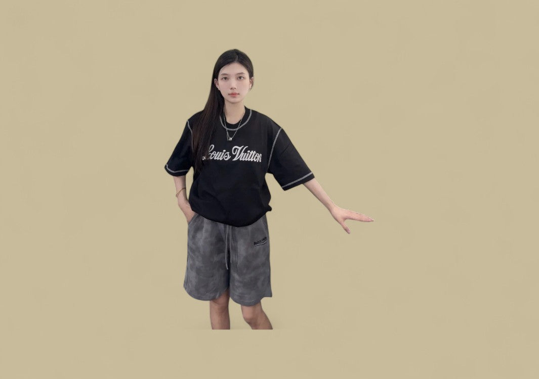 Balenciaga 24SS Embroidery Coca-Cola Logo Mud Dyeing Shorts – Grey