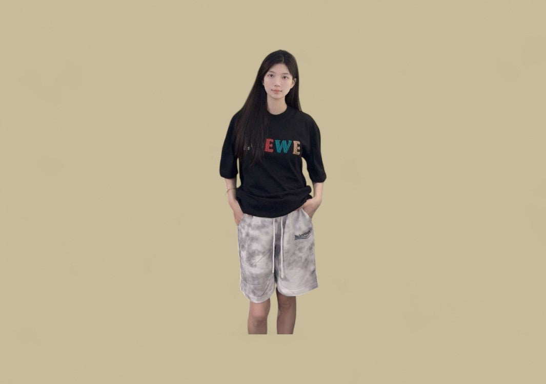 Balenciaga 24SS Embroidery Coca-Cola Logo Mud Dyeing Shorts – White Marble