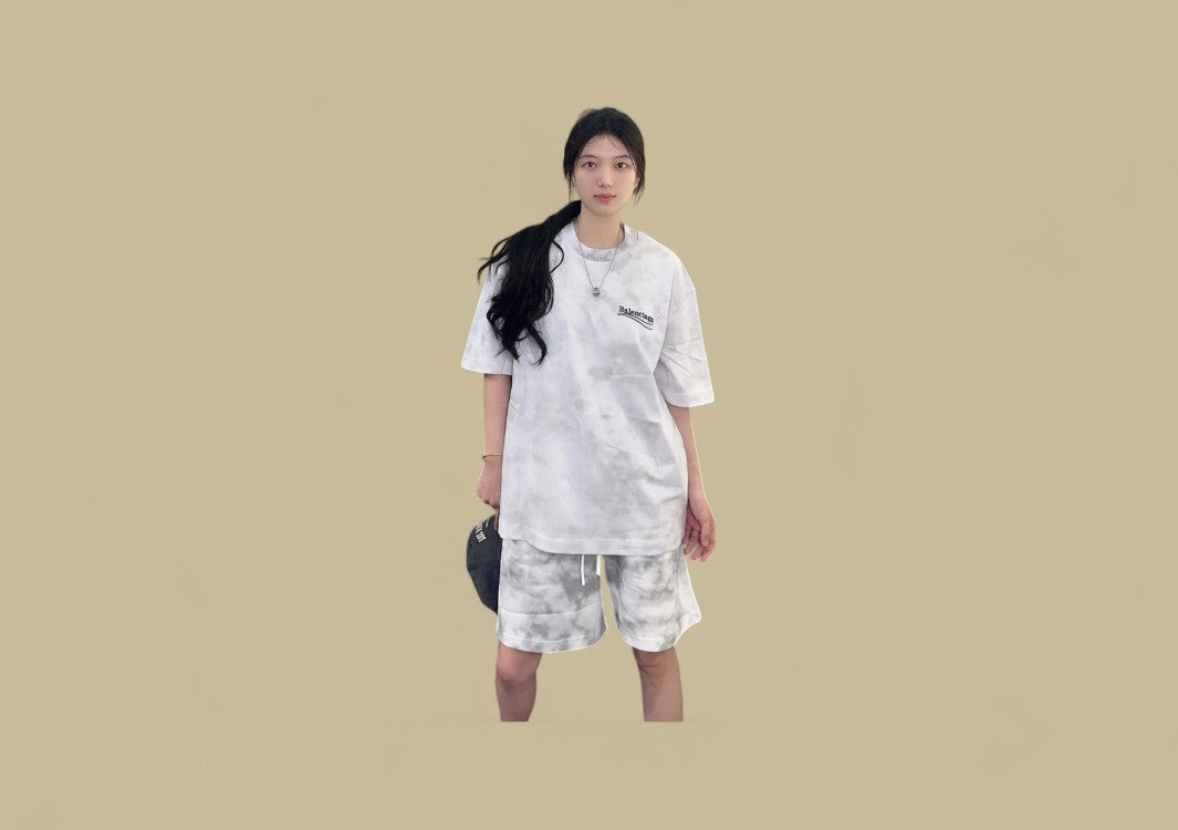 Balenciaga 24SS Embroidery Coca-Cola Logo Mud Dyeing T-Shirt – White Marble