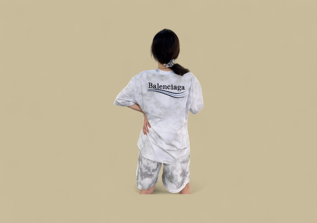Balenciaga 24SS Embroidery Coca-Cola Logo Mud Dyeing T-Shirt – White Marble